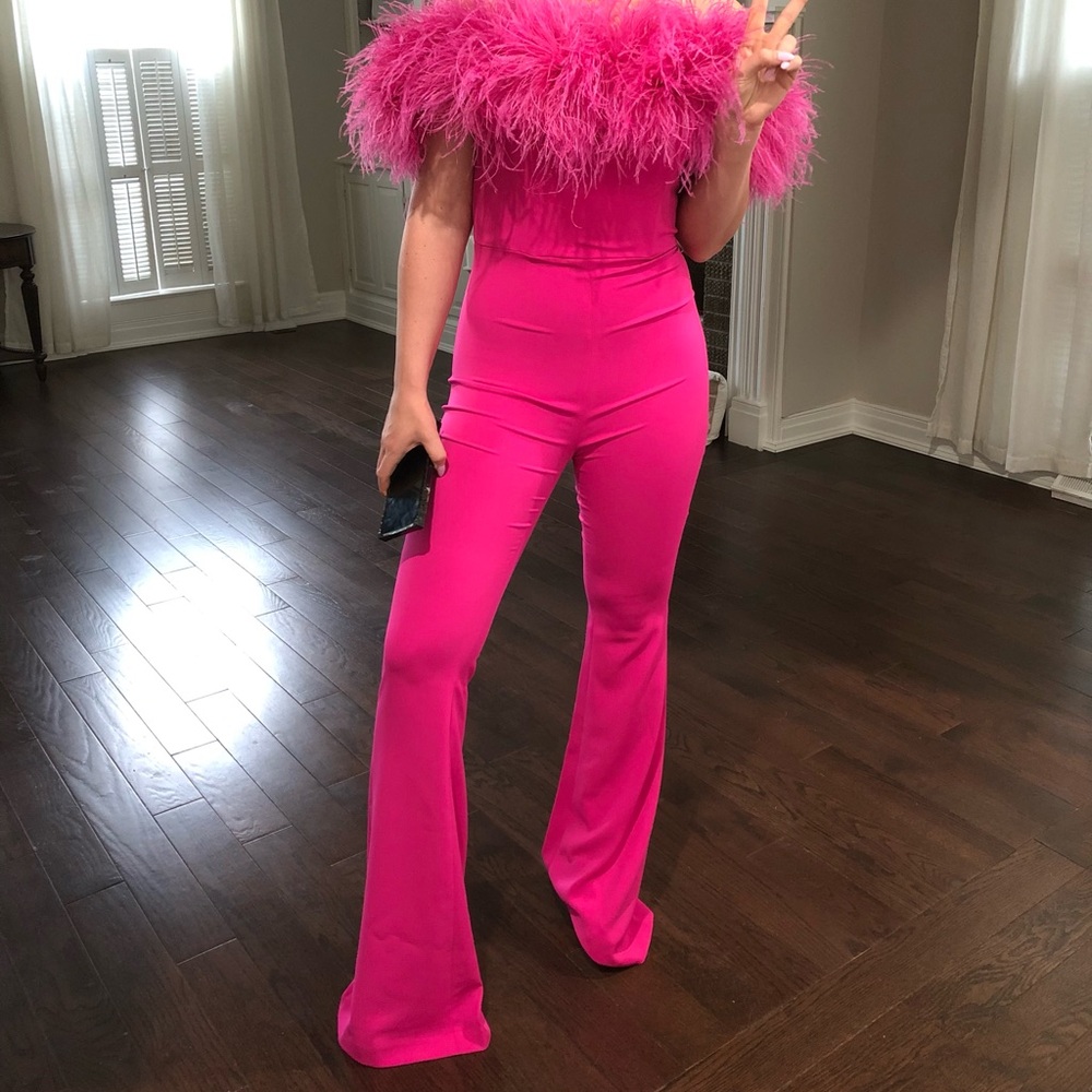Custom Pink Feathered Jumpsuit